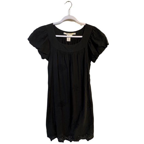 Max Studio 100% Cotton Eyelet Dress - Black - Small - Puff Sleeve - Picture 1 of 3